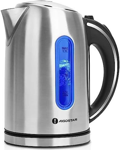 Electric Kettle Stainless Steel, 1.7 Liter Cordless Tea Kettle — Electric Kettle, Aigostar