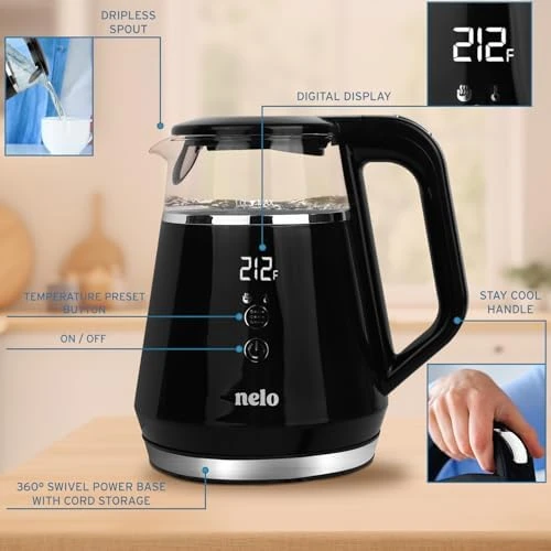 Electric Kettle with 5 Temperature Control Presets — Electric Kettle, NELO