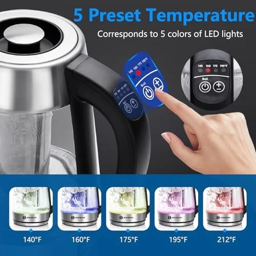 Electric Kettle with Temperature Control and Tea Infuser — Electric Kettle, Aigostar