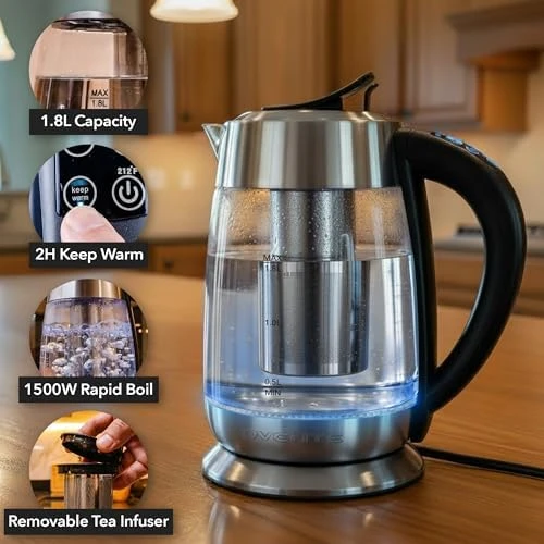 Electric Tea Kettle with Temperature Control and Removable Tea Infuser — Electric Kettle, OVENTE