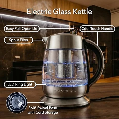 Electric Tea Kettle with Temperature Control and Removable Tea Infuser — Electric Kettle, OVENTE