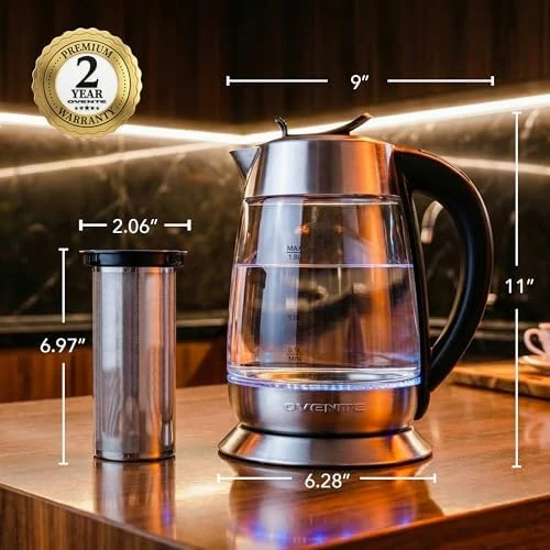 Electric Tea Kettle with Temperature Control and Removable Tea Infuser — Electric Kettle, OVENTE