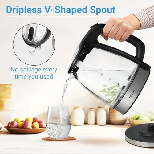 Glass Electric Kettle, 1.7L Hot Water Boiler — Electric Kettle, TUMIDY