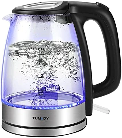 Glass Electric Kettle, 1.7L Hot Water Boiler — Electric Kettle, TUMIDY