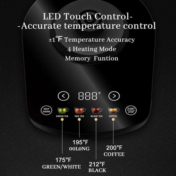 Gooseneck Electric Kettle Full Touch Screen — Electric Kettle, SEEDEEM