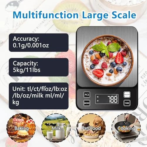 IPX7 Waterproof Food Scale with 0.1g Precision — Smart Scale, Anelueeoo