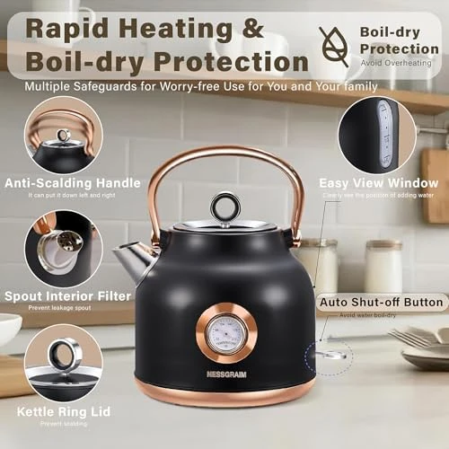 Retro Electric Kettle with Temperature Gauge — Electric Kettle, NESSGRAIM