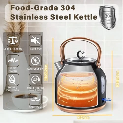 Retro Electric Kettle with Temperature Gauge — Electric Kettle, NESSGRAIM