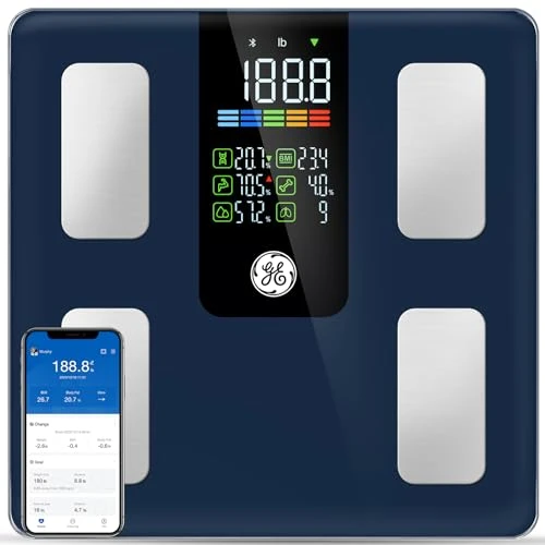 Smart Scale for Body Weight, BMI, Fat, Muscle Mass, Digital Bathroom Scales 500lbs Bluetooth 11.8" Large Platform — Smart Scale, GE
