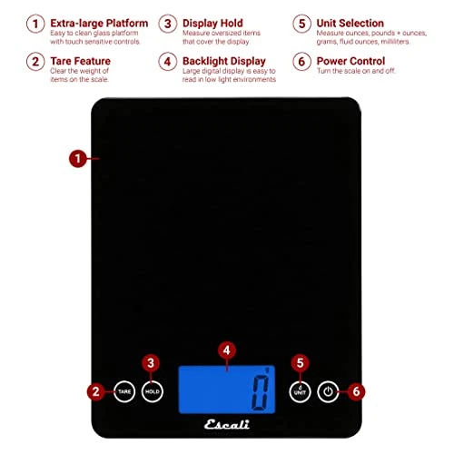 ArtiXL Extra-Large Glass Digital LCD Display Kitchen Scale — Kitchen Gadgets, Escali