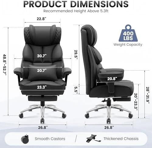 Big and Tall Leather Gaming Chair with Footrest — Smart Chairs, BestGlory
