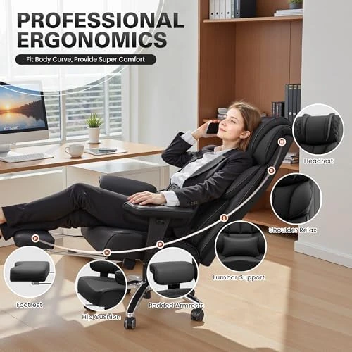 Big and Tall Leather Gaming Chair with Footrest — Smart Chairs, BestGlory