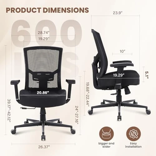 Big and Tall Office Chair with Adjustable Lumbar Support — Smart Chairs, KWKSV