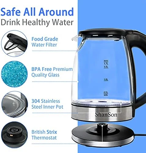 Electric Glass Kettle with Temperature Control — Electric Kettle, ShanSon