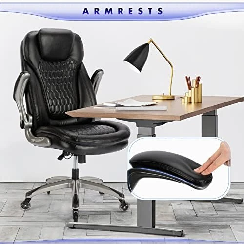 Ergonomic Computer Desk Chair, High Back Leather Chair with Padded Flip-up Arms, Swivel Home Office Chair Upgraded... — Smart Chairs, COLAMY