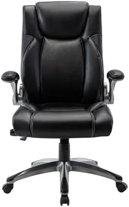 Ergonomic Computer Desk Chair, High Back Leather Chair with Padded Flip-up Arms, Swivel Home Office Chair Upgraded... — Smart Chairs, COLAMY