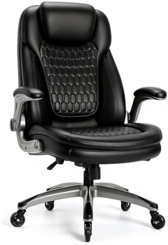 Ergonomic Computer Desk Chair, High Back Leather Chair with Padded Flip-up Arms, Swivel Home Office Chair Upgraded... — Smart Chairs, COLAMY