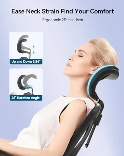 Ergonomic Mesh Office Chair, High Back Home Desk Chair with 3D Armrests, Lumbar Support and Adjustable Headrest,... — Smart Chairs, SIHOO