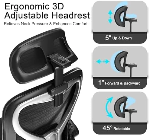 Ergonomic Office Chair with Lumbar Support & 3D Headrest — Smart Chairs, CASASIO