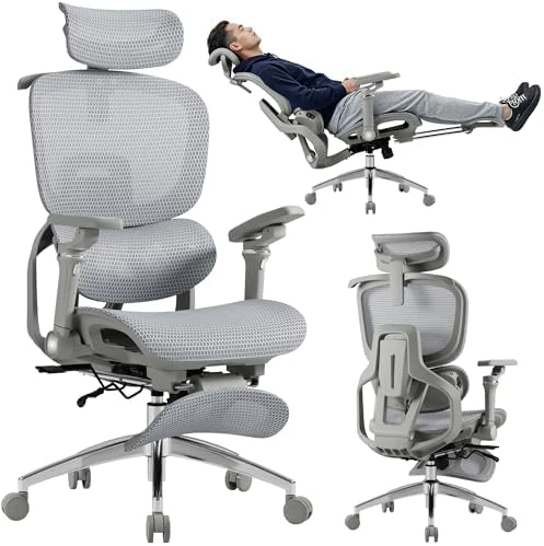 Ergonomic Office Chair with Massage and Heat, Reclining Mesh Chair with Footrest and 6D Armrest, Adjustable Headrest and... — Smart Chairs, JUMMICO