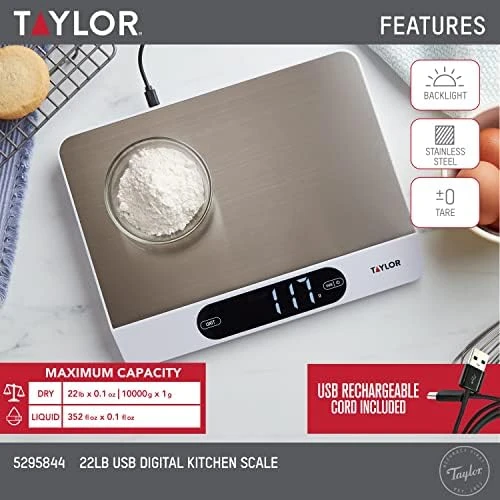 High Capacity Kitchen Food Scale with Stainless Steel Surface — Kitchen Gadgets, Taylor