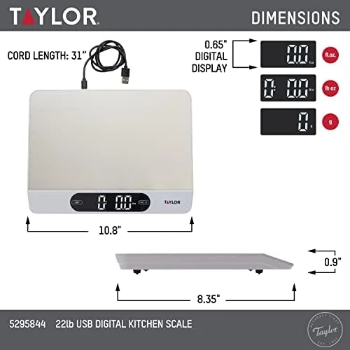 High Capacity Kitchen Food Scale with Stainless Steel Surface — Kitchen Gadgets, Taylor