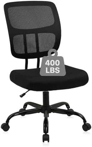 Armless Home Office Chair, Small Ergonomic Mesh Back Desk Chair with Lumbar Support and Wheels — Smart Chairs, CLATINA
