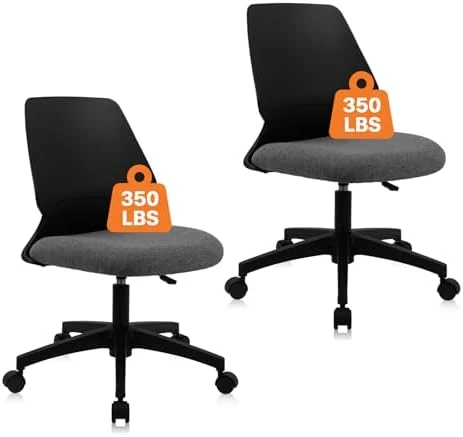 Armless Home Office Chair, Small Ergonomic Mesh Back Desk Chair with Lumbar Support and Wheels — Smart Chairs, CLATINA