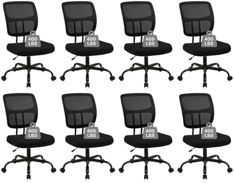 Armless Home Office Chair, Small Ergonomic Mesh Back Desk Chair with Lumbar Support and Wheels — Smart Chairs, CLATINA