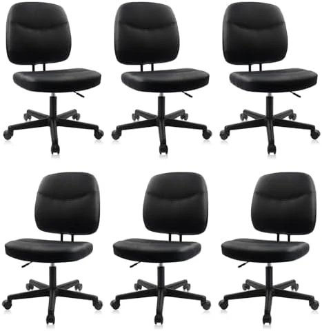 Armless Home Office Chair, Small Ergonomic Mesh Back Desk Chair with Lumbar Support and Wheels — Smart Chairs, CLATINA