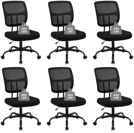 Armless Home Office Chair, Small Ergonomic Mesh Back Desk Chair with Lumbar Support and Wheels — Smart Chairs, CLATINA