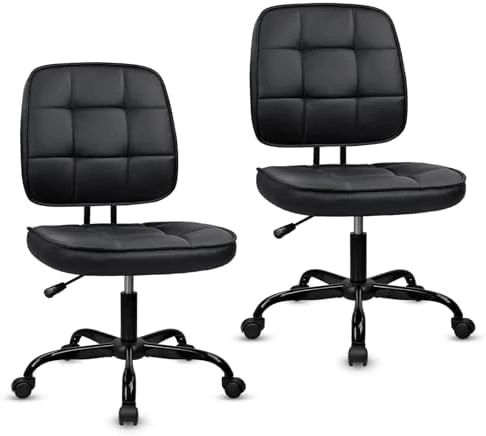 Armless Home Office Chair, Small Ergonomic Mesh Back Desk Chair with Lumbar Support and Wheels — Smart Chairs, CLATINA