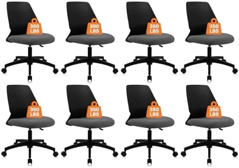 Armless Home Office Chair, Small Ergonomic Mesh Back Desk Chair with Lumbar Support and Wheels — Smart Chairs, CLATINA