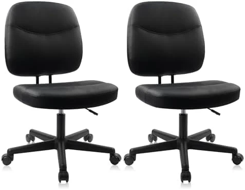 Armless Home Office Chair, Small Ergonomic Mesh Back Desk Chair with Lumbar Support and Wheels — Smart Chairs, CLATINA