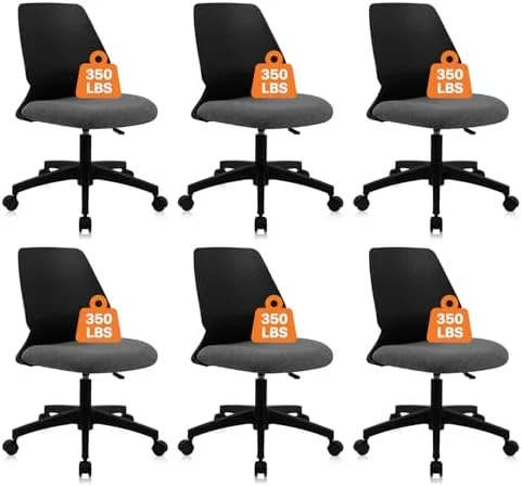 Armless Home Office Chair, Small Ergonomic Mesh Back Desk Chair with Lumbar Support and Wheels — Smart Chairs, CLATINA