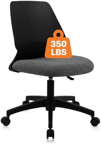Armless Home Office Chair, Small Ergonomic Mesh Back Desk Chair with Lumbar Support and Wheels — Smart Chairs, CLATINA