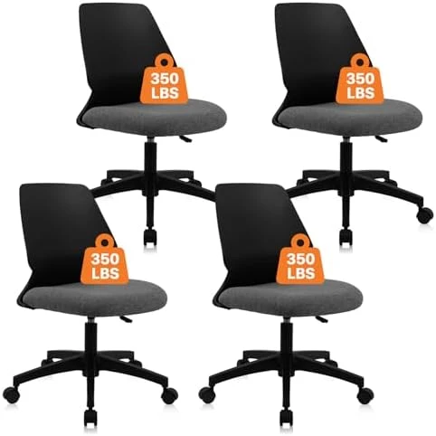 Armless Home Office Chair, Small Ergonomic Mesh Back Desk Chair with Lumbar Support and Wheels — Smart Chairs, CLATINA