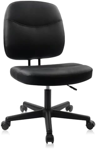 Armless Home Office Chair, Small Ergonomic Mesh Back Desk Chair with Lumbar Support and Wheels — Smart Chairs, CLATINA