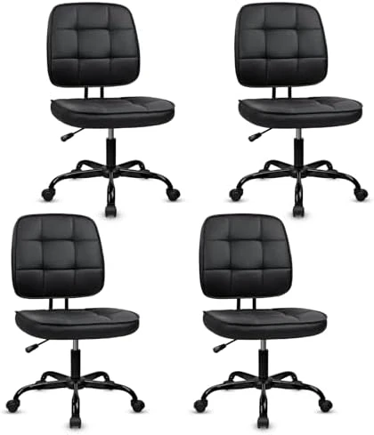Armless Home Office Chair, Small Ergonomic Mesh Back Desk Chair with Lumbar Support and Wheels — Smart Chairs, CLATINA