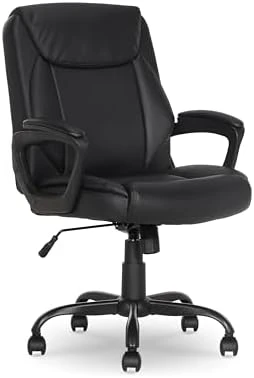 Classic Puresoft PU Padded Mid-Back Office Desk Chair with Armrest — Smart Chairs, Amazon Basics