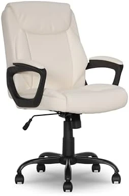 Classic Puresoft PU Padded Mid-Back Office Desk Chair with Armrest — Smart Chairs, Amazon Basics