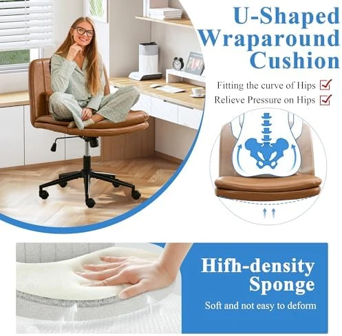 Criss Cross Chair with Wheels Armless Wide Cross Legged Office Chair — Smart Chairs, TUNYI