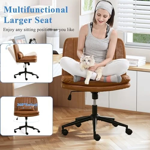 Criss Cross Chair with Wheels Armless Wide Cross Legged Office Chair — Smart Chairs, TUNYI
