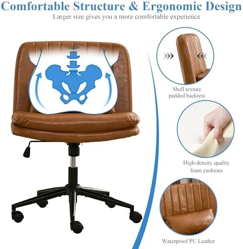 Criss Cross Chair with Wheels Armless Wide Cross Legged Office Chair — Smart Chairs, TUNYI