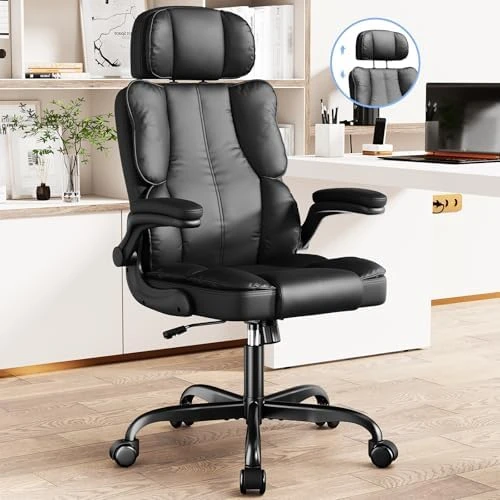 Ergonomic Executive Office Chair with Adjustable Headrest & 90° Flip-Up Arms — Smart Chairs, Kensaker