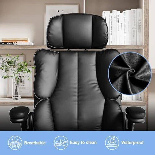 Ergonomic Executive Office Chair with Adjustable Headrest & 90° Flip-Up Arms — Smart Chairs, Kensaker