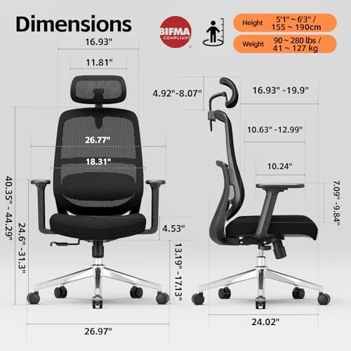 Ergonomic High Back Desk Chair — Smart Chairs, QuelSoft