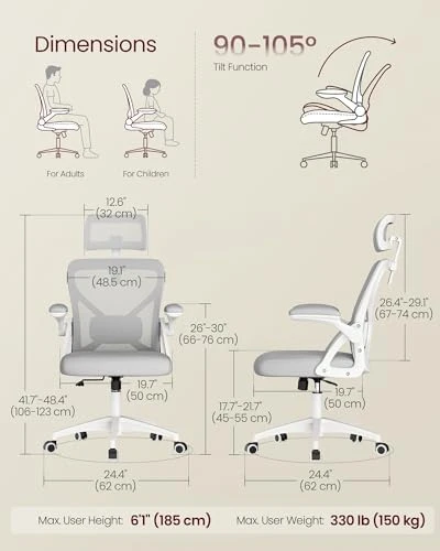 Ergonomic Mesh Office Chair with Adjustable Lumbar Support and Headrest — Smart Chairs, VASAGLE