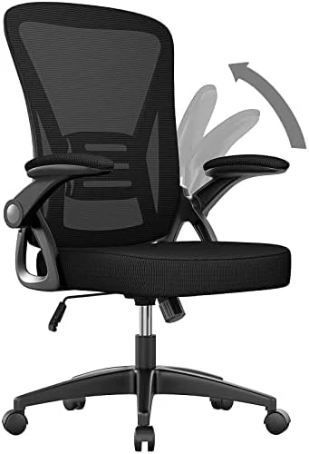 Ergonomic Office Chair, Mid Back Desk Chairs with Adjustable Height, Swivel Chair with Flip-Up Arms and Lumbar Support,... — Smart Chairs, naspaluro