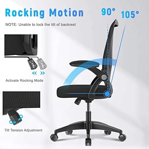 Ergonomic Office Chair, Mid Back Desk Chairs with Adjustable Height, Swivel Chair with Flip-Up Arms and Lumbar Support,... — Smart Chairs, naspaluro